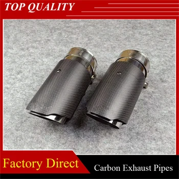 

1PCS Car styling M logo Exhaust tip matte carbon fiber muffler end pipe stainless steel Universal Exhaust Tip