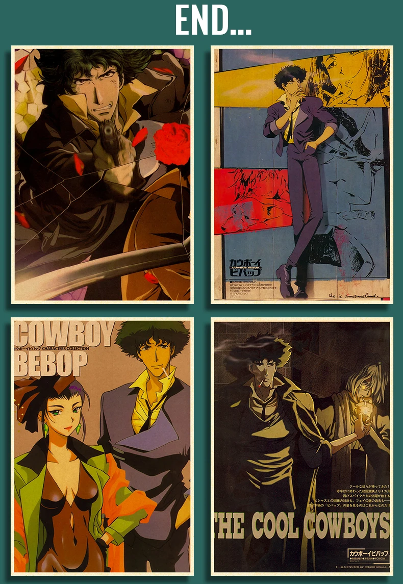 Cowboy Bebop Poster Decor For Home Posters Wall Anime Room Wall Pictur Kraft Paper Retro And Prints Art Bar Gift 4K HD calligraphy and painting