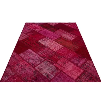 

Handmade Red Vintage Overdyed Patchwork Area Rug 160x230 Cm-5'3''X7'7''