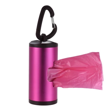 

New Pet Dog Poop Bag Dispenser Waste Garbage Bags Carrier Holder Dispenser Aluminum Tube with 15pcs Waste Bags Refillable