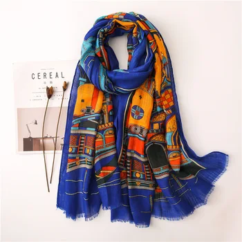 

Tassel Cotton Linen Scarf Women's Spring and Autumn light weight Air-conditioning Shawl Printed Travel Sunscreen Beach Wraps