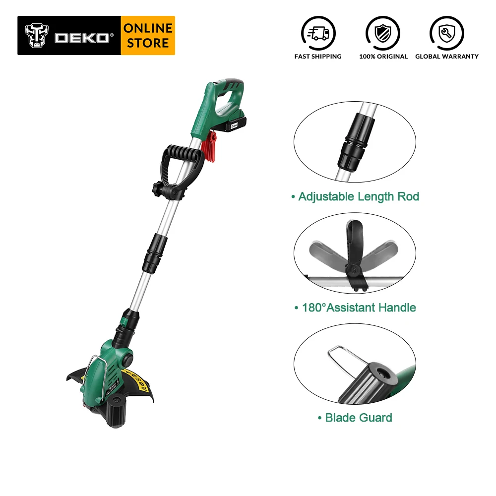 DEKO DKGT06 20V Electric Cordless Grass String Trimmer Pruning Cutter with 1500mAh Lithium Battery Pack Home DIY Garden Tools