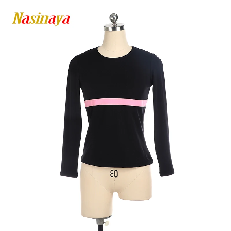 Figure Skating Tights Women's Adult Training Competition Fleece Round Neck Top