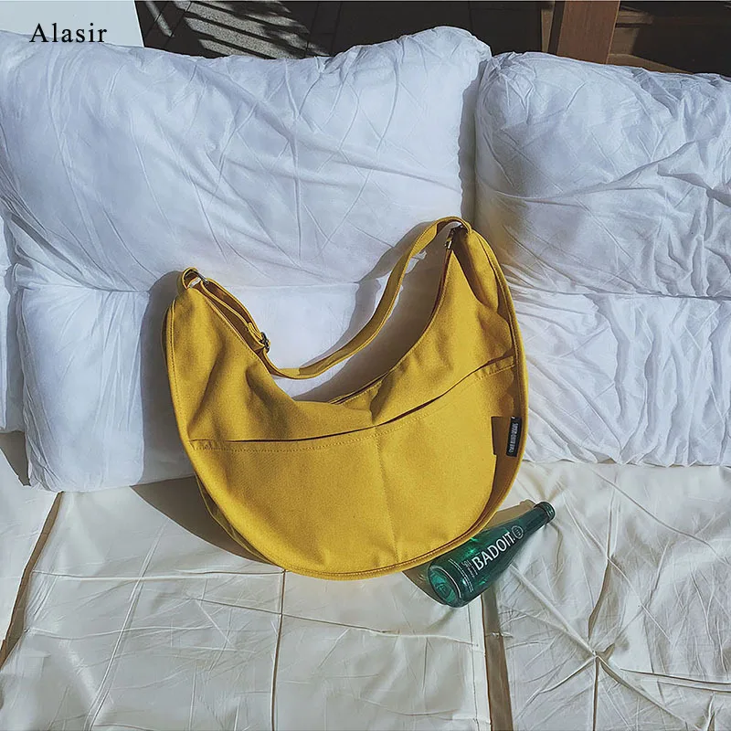 Alasir Artsy Холщовая Сумка для девочек, консервативный дизайн, однотонные сумки на плечо для покупок, Женская тканевая сумка Хобо, сумка, Минималистичная сумка через плечо