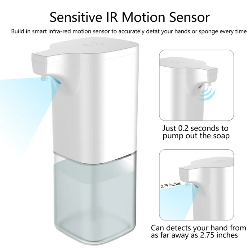 

Automatic Soap Foaming Dispenser Battery Operated Hand Free Infrared Motion Sensor Soap Pump For Bathroom Kitchen Toilet Counter