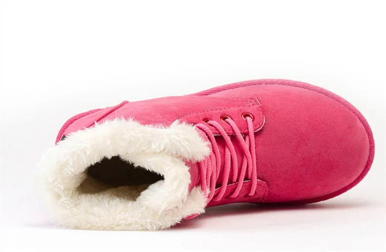 Женские ботинки; теплая зимняя женская обувь; женские Замшевые полусапожки на шнуровке; botas mujer; плюшевые женские зимние ботинки черного цвета
