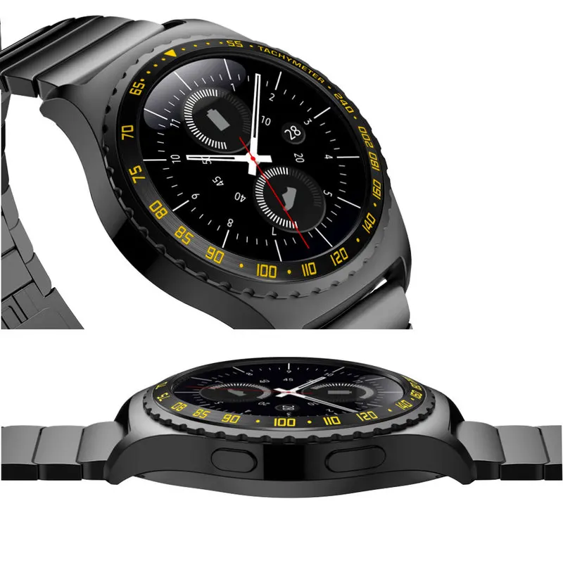 Аксессуары для умных часов для samsung gear S2 SM-R732, Классический чехол для часов с наклейкой, защита от царапин, стальное кольцо с ободком