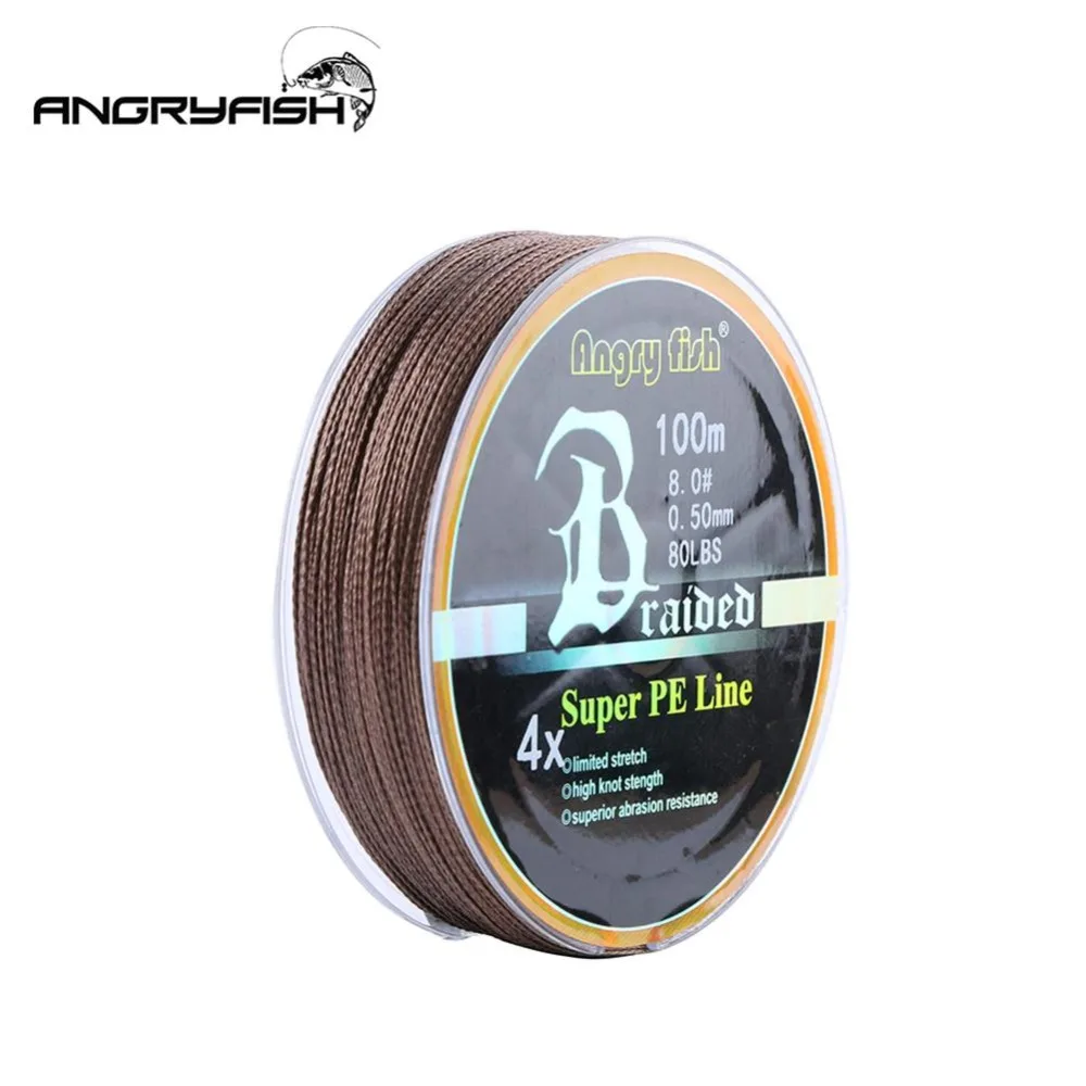 Hobbyline ANGRYFISH диоминированная PE леска, 4 нити, плетеная леска, плетеная 100 м/109yds, супер прочная леска, 10лб-80lb