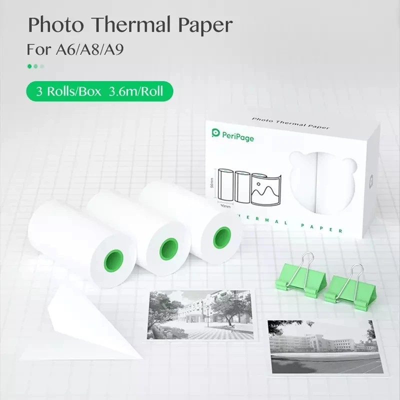 * 56*30mm blanco papel térmico Color etiqueta de papel fotográfico para Peripage A6 A8 PAPERANG P1 P2 foto bolsillo Mini impresora