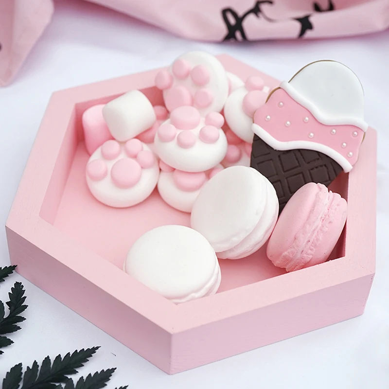 Wood tray handmade hexagon cake tools for party decoration perfume makeup Geometric storage plate sweet table