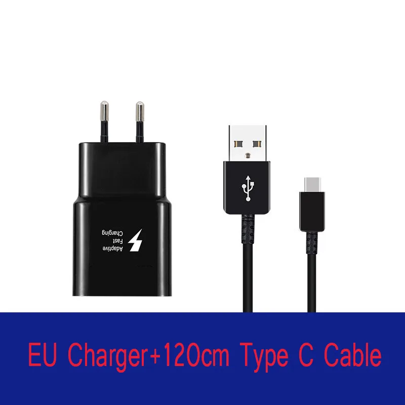 EU and Cable Black Samsung 9V1. 67A USB Адаптивное быстрое зарядное устройство Быстрая Зарядка адаптер type C кабель для Galaxy S10 S10E S9 S8 Plus Note 7 8 9 A8 A5 A7 - Тип штекера: EU and Cable Black