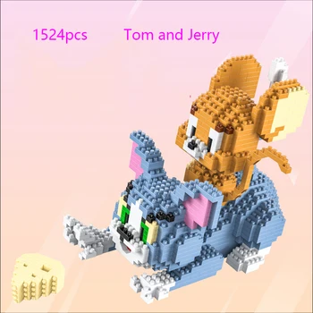 

HC 1524pcs 9013 Classic Cartoon Anime Diamond mini Building Blocks Cat Mouse Tom Model Jerry Mini Micro Bricks kid Toys for Gift