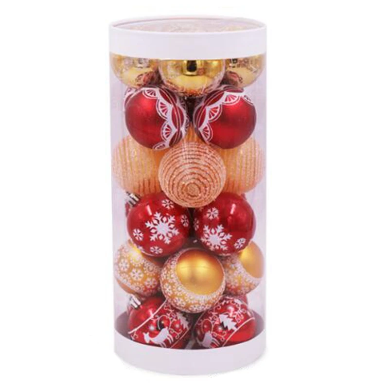 

AFBC 24Pcs Painted Mixed Christmas Tree Decor Balls Xmas Party Window Home Furnish Christmas Hanging Ball Ornament Decoration