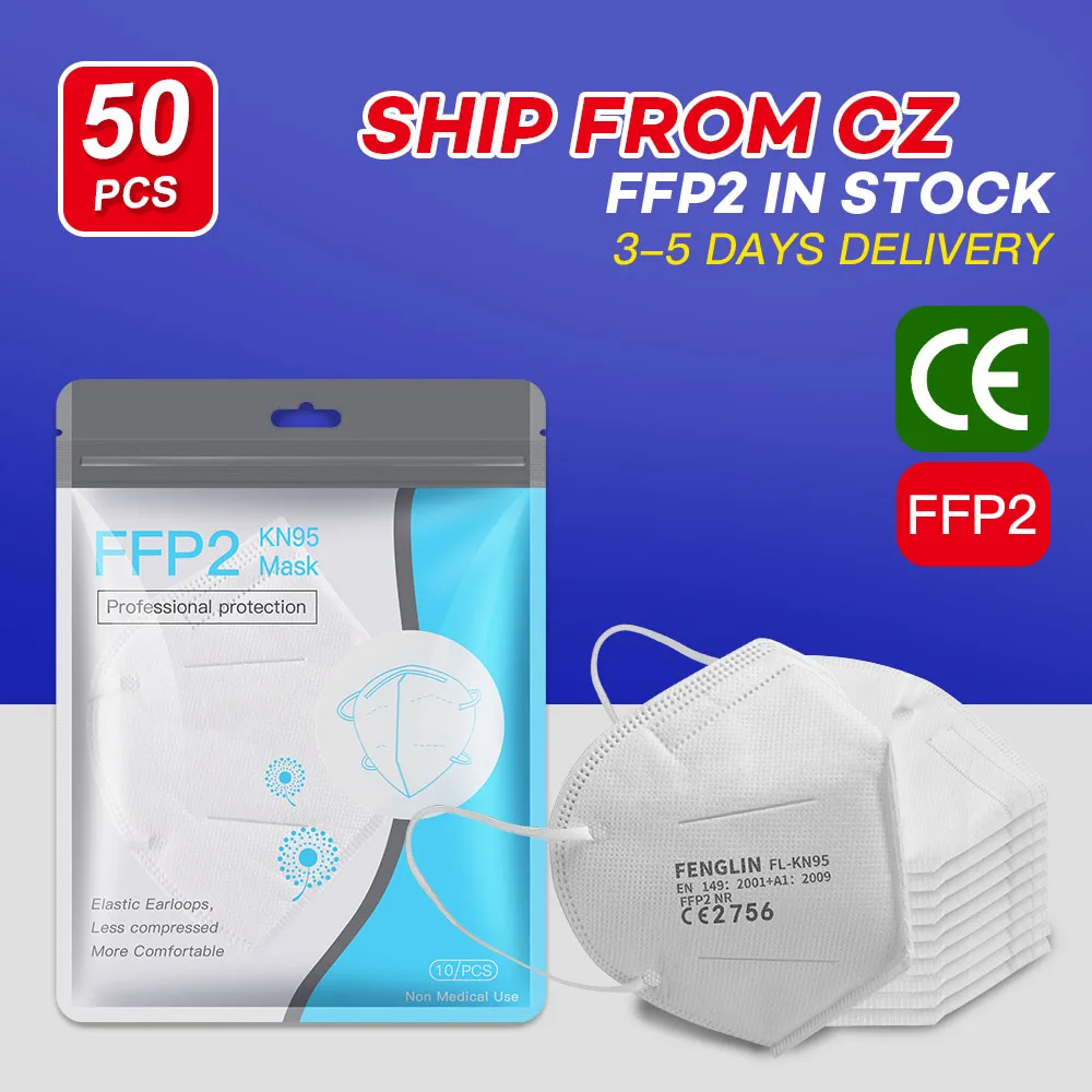 50 шт. маска CZ Warehouse FFP2 CE сертификация EN149 стандартная дымозащитная
