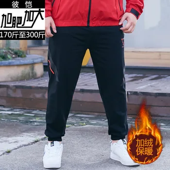 

Men Plus Fat Plus Size Graphics Printing Leisure Pants Youth Joker Plus Velvet Thicken Keep Warm Pants Tide