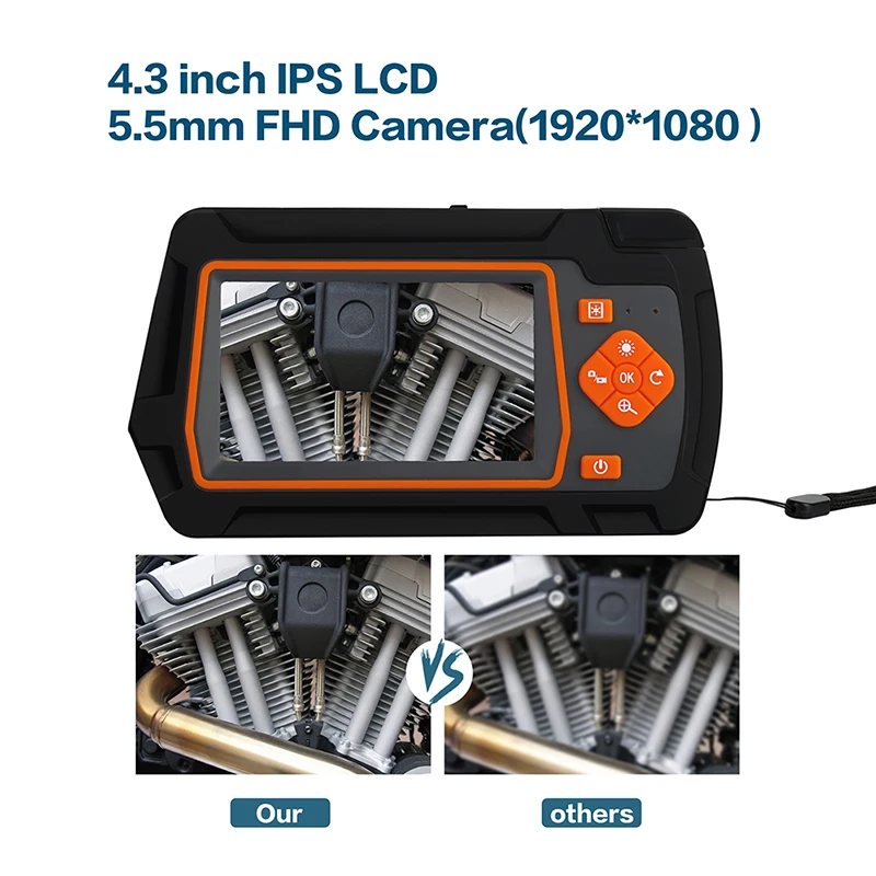 - 1080P 43 IPS LCD Screen Single Dual Endoscope Camera with 6 LED 3X Zoom IP67 Waterproof Snake Camera for Sewer Inspections