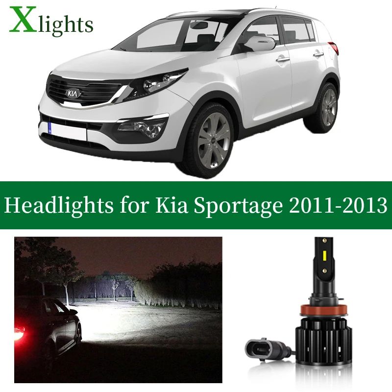 

Xlights For Kia Sportage 2011 2012 2013 Led Headlight Bulbs Low High Beam Canbus Car Front Lamp Headlamp Auto Light Accessories