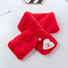 Зимний теплый шарф с рисунком Санта-Клауса для маленьких мальчиков и девочек, детские толстые хлопковые шарфы-снуды, шейные платки для малышей