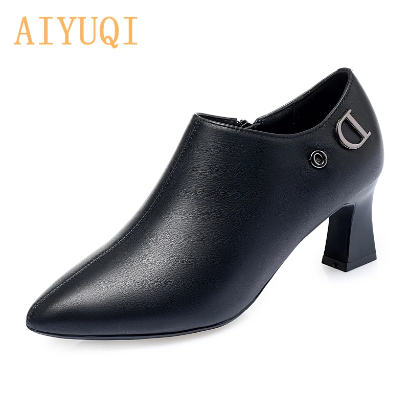 

AIYUQI Women Shoes High Heels 2020 Spring Genuine Leather Office Shoes Women Pointed Fashion Single Shoes Women