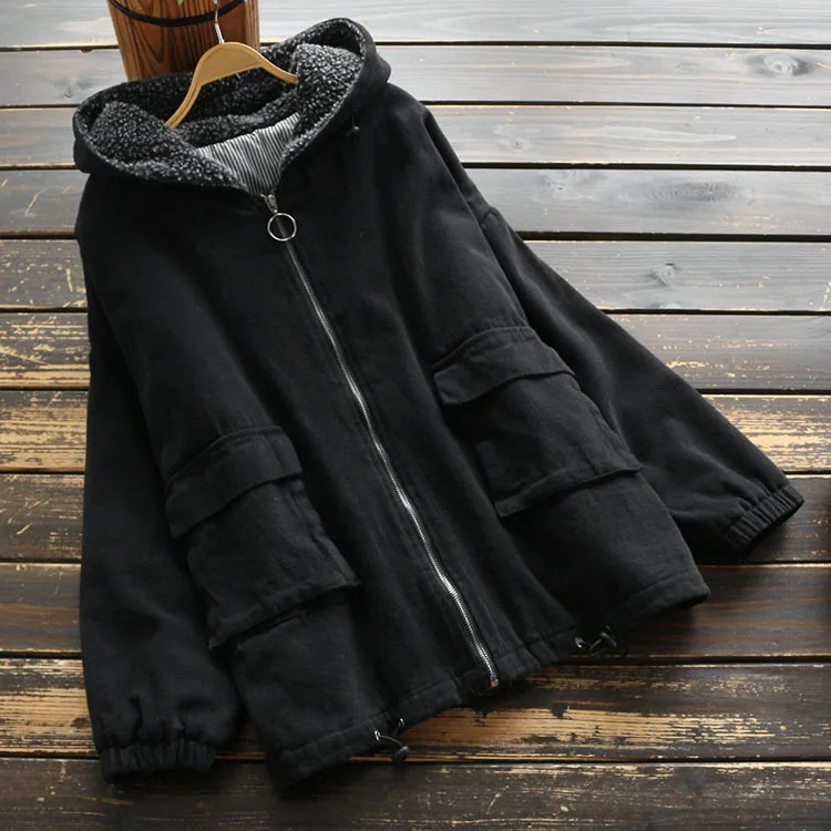 

6991 New Style Winter WOMEN'S Dress Korean-style Loose-Fit Short Workwear Cotton-padded Clothes Thick Coat Hooded Long Sleeve Co