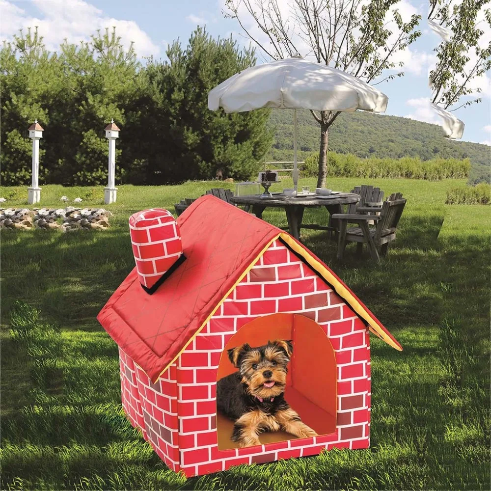 Foldable dog house pet bed tent cat litter indoor portable travel puppy mat cave red brick pet nest kocyk dla psa 30O9 (7)