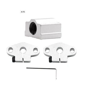 

Smooth Rod Horizontal Bracket Kit 2PCS SHF8 Bracket+1PC Aluminum SCS8UU Box Bearing Slider+1PC 3mm Wrech 3D Printer DIY