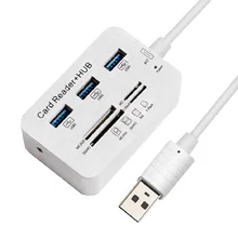 Asunflower USB 3,0 2,0 концентратор с TF SD M2 MS1 MS Pro Duo слот для карт usb-хаб кард-ридер комбо для MacBook компьютера ноутбука рабочего стола