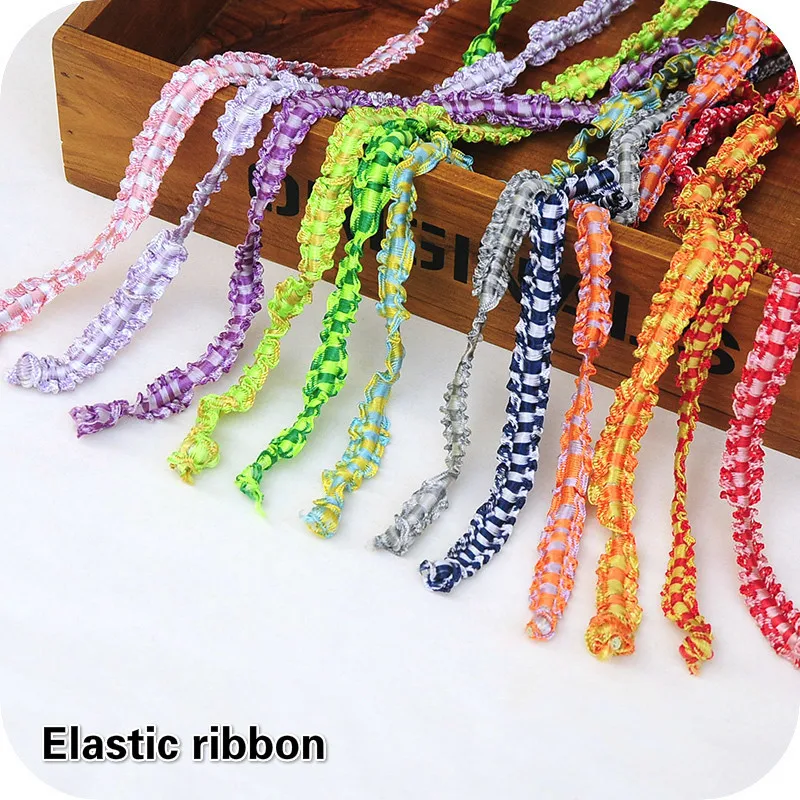 

Fine Rainbow-colored Ruffled Stretch Lace Girls Headdress Hat Necklace Pendant Bracelet Decoration Multipurpose Gift Box Ribbon