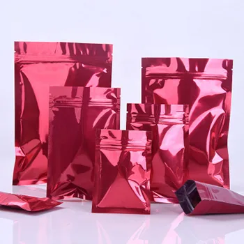 

100Pcs Smooth Red Aluminum Foil Zip Lock Packaging Bag Reclosable Ziplock Mylar Snack Retails Crafts Storage Packing Pouch