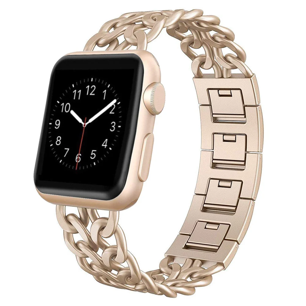 Браслет из нержавеющей стали для Apple Watch series SE 6 5 4 40 мм 44 металлический звеньевой