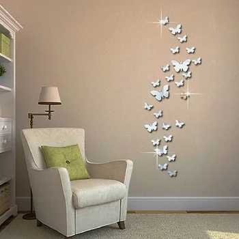 

12pcs 3D Mirrors Butterfly Wall Stickers Decal Wall Art Removable Room Party Wedding Decor Home Deco Wall Sticker for Kids Room