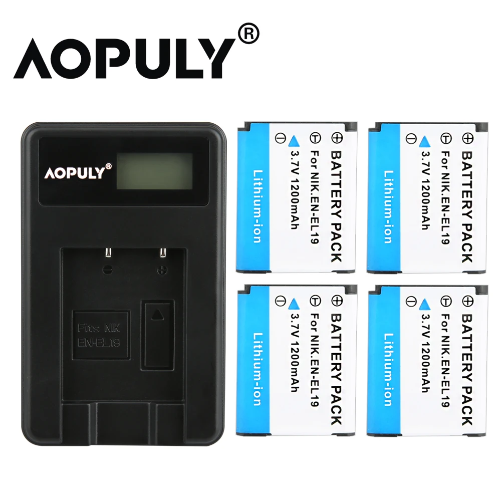 Aopuly EN-EL19 Батарея для Nikon Coolpix S32 S33 S3500 S4100 S4150 Enel19 Baterias для S100 S2500 S2750 S3100 S3200 S3300 S3400