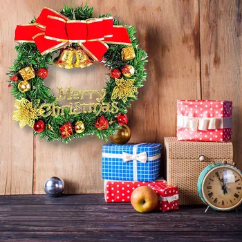 

Merry Christmas Party Poinsettia Wreath Small Bell Door Wall Garland Decoration Рождество Fashion Christmas Gifts New Year