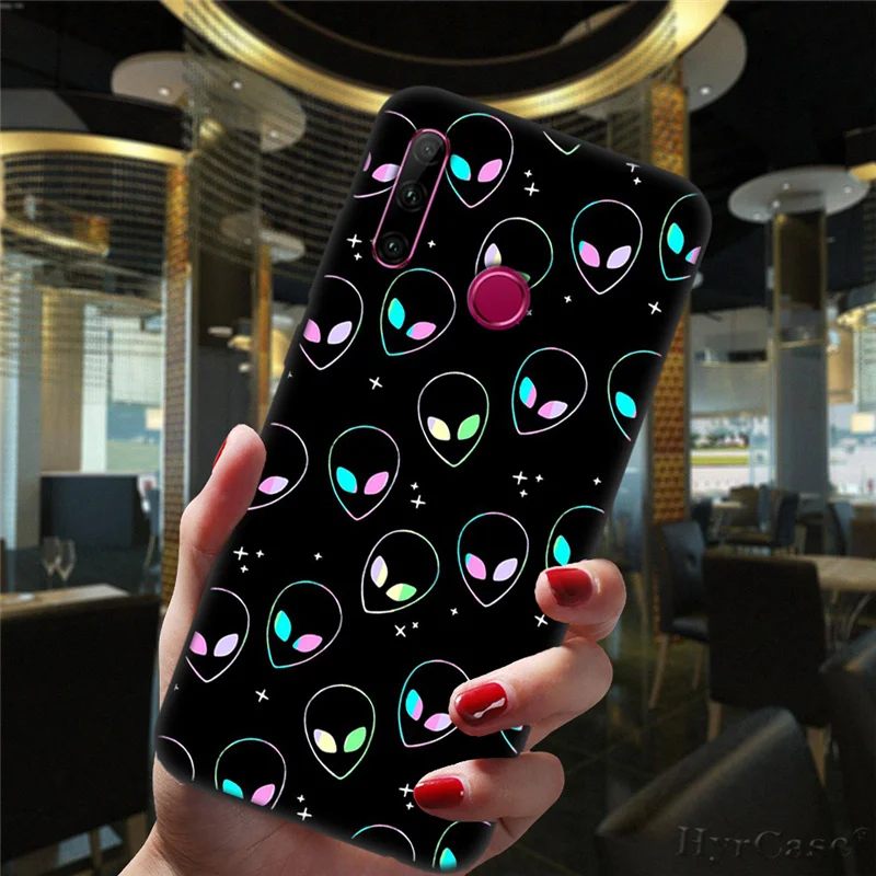 Fashion Cute Cartoon Alien Space Black Phone Case For Huawei Honor 10i 20i 30i 9 10 20 30 10X Lite Pro 9X 8X 8C Silicone Cover huawei snorkeling case