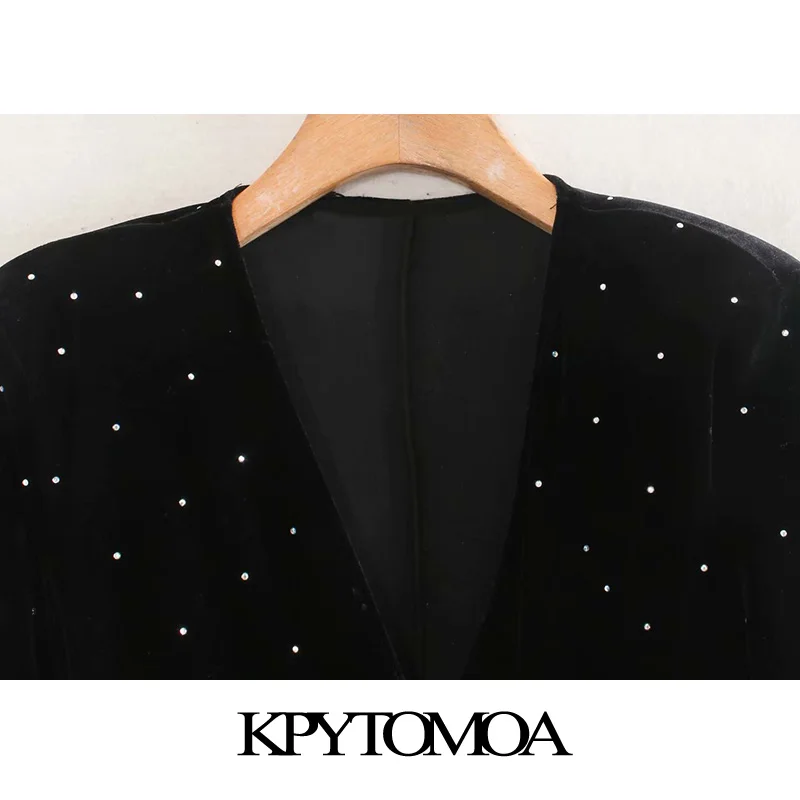 Goedkoop Vintage Elegant Jeweled Sjerpen Fluwelen Wrap Knie Vrouwen Jurk 2020 Fashion V hals Lange Mouwen Vrouwelijke Jurken Vestidos Mujer