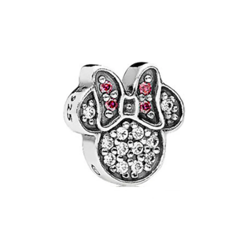 PDB Sterling Silver 925 Floating Pendant Box Small Charm Cartoon Avatar Christmas Series Double Heart Infinite Series - Цвет камня: Розовый