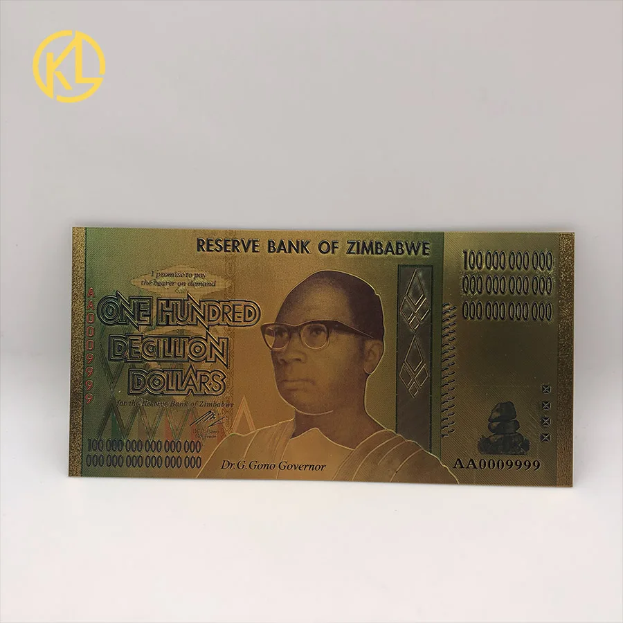 

100pcs One Hundred Decillion Dollars 24K Gold Zimbabwe banknote ticket for collection and souvenir gift