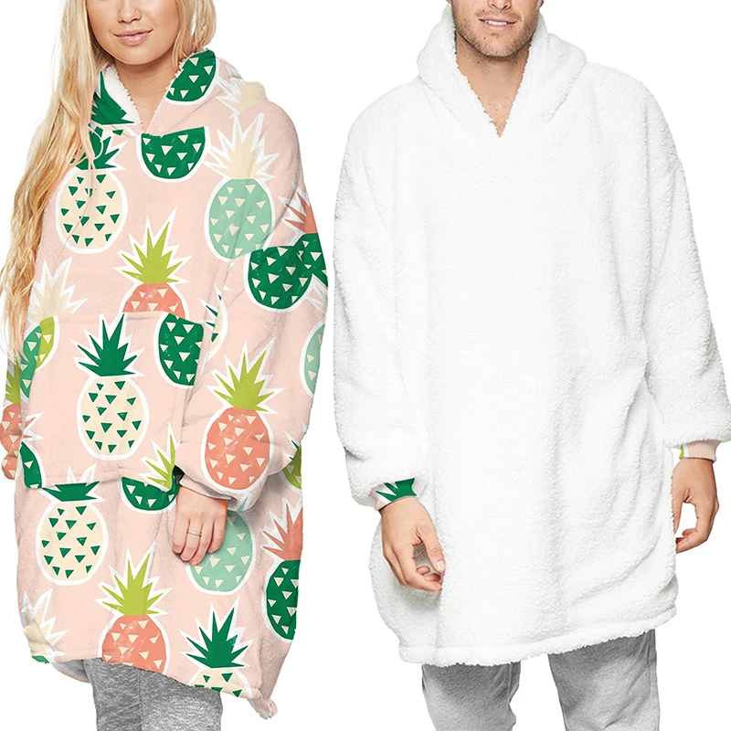 Women/Men Winter Warm TV Pocket Hooded Blankets Adults Bathrobe Sofa Cozy Blanket Hooded Sweatshirt Plush Coral Fleece Blankets 10
