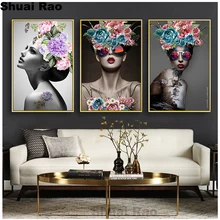 3 шт. Алмазная картина секс леди цветы, полная квадратная круглая дрель 3d вышивка крестиком Алмазная вышивка мозаика на заказ Рисунок фото