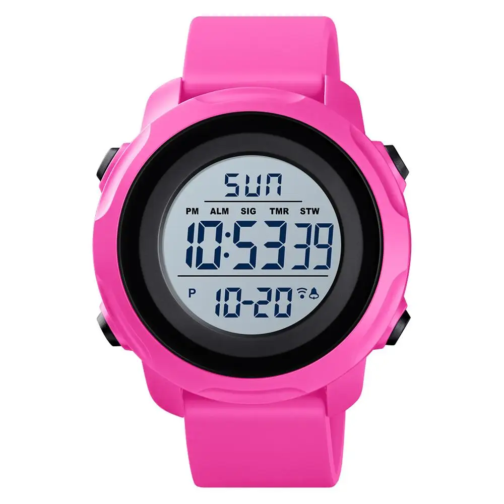 pink SKMEI Brand Men Sports Watch Fashion Electronic Watch Waterproof Countdown Watch Women Casual Watches Clock Montre Homme - Цвет: pink