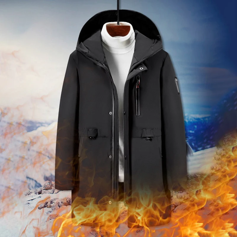 

M-5XL USB Electric Heated Hooded Coat Warmer Winter Long Sleeve Heating Jacket Outwear use 10000 mAh power bank for 8 hours