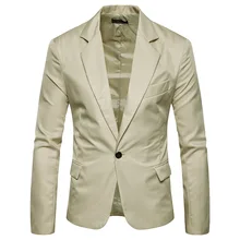 2020 primavera/outono dos homens blazer fino ajuste manga longa único botão cor sólida casaco terno blazer jaqueta casual masculino