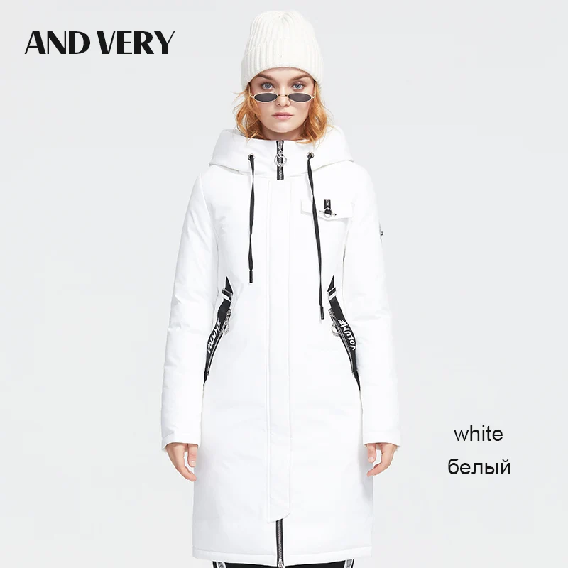 white 415 ANDVERY Зимняя новая коллекция женский пуховик верхняя одежда высокое качество тонкий хлопок с капюшоном зимнее пальто для женская зимняя куртка на молнии 9072 - Цвет: white 415