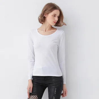 

2019 Spring New Pattern Women Long Sleeve O Neck Casual Modal T-shirt
