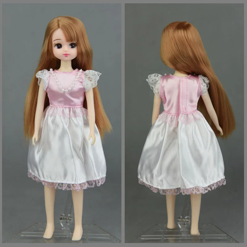 Розовое белое кружевное короткое платье ручной работы для Blythe Doll наряды принцесса вечернее платье Кукла licca платья аксессуары