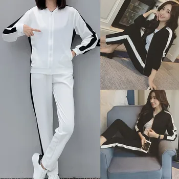 

Women Long Sleeve Split 2 Piece Set Long Pants Casual Outfit Lady Sportswear Dropshipping fashion size Leisure USA EU free ship