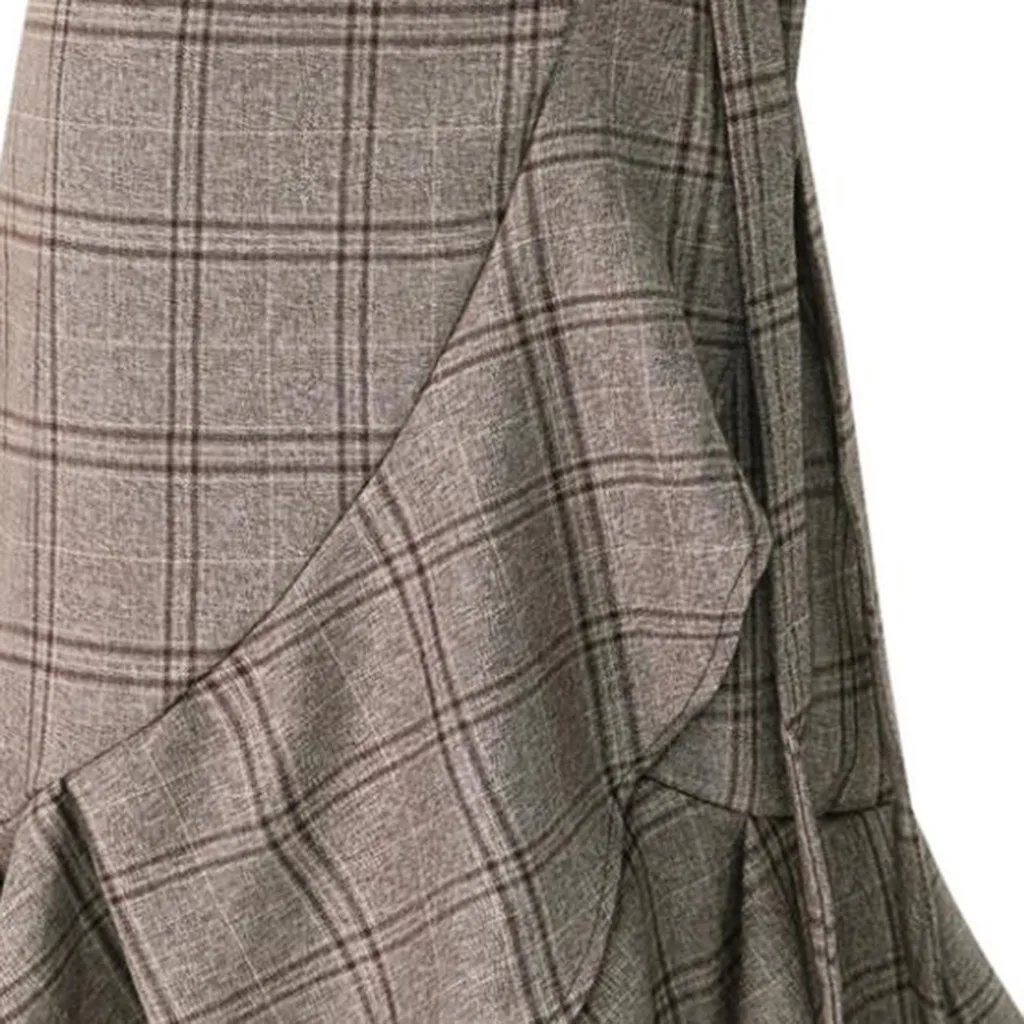 Women Winter Khaki Skirts High Waist Split Autumn Winter Wrap Bandage Skirts Casual Official Ladies Skirts Elegant Wear d1