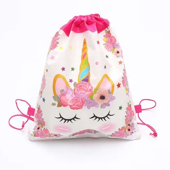 

Unicorn Drawstring bag for Girls Travel Storage Package Cartoon School Backpacks Children Birthday Party Favors