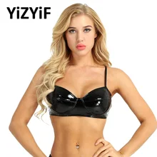 Женский бюстгальтер Топ сексуальное женское белье Бикини Топ Wetlook искусственная кожа без подкладок бюстгальтер Топ для танцев Клубная одежда Топ бикини для женщин