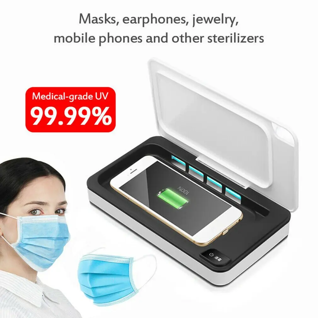 

Portable UV Sterilizer Plastic 360 degrees Mask sterilizer Box phone Key Disinfection Sterilization 1 Set